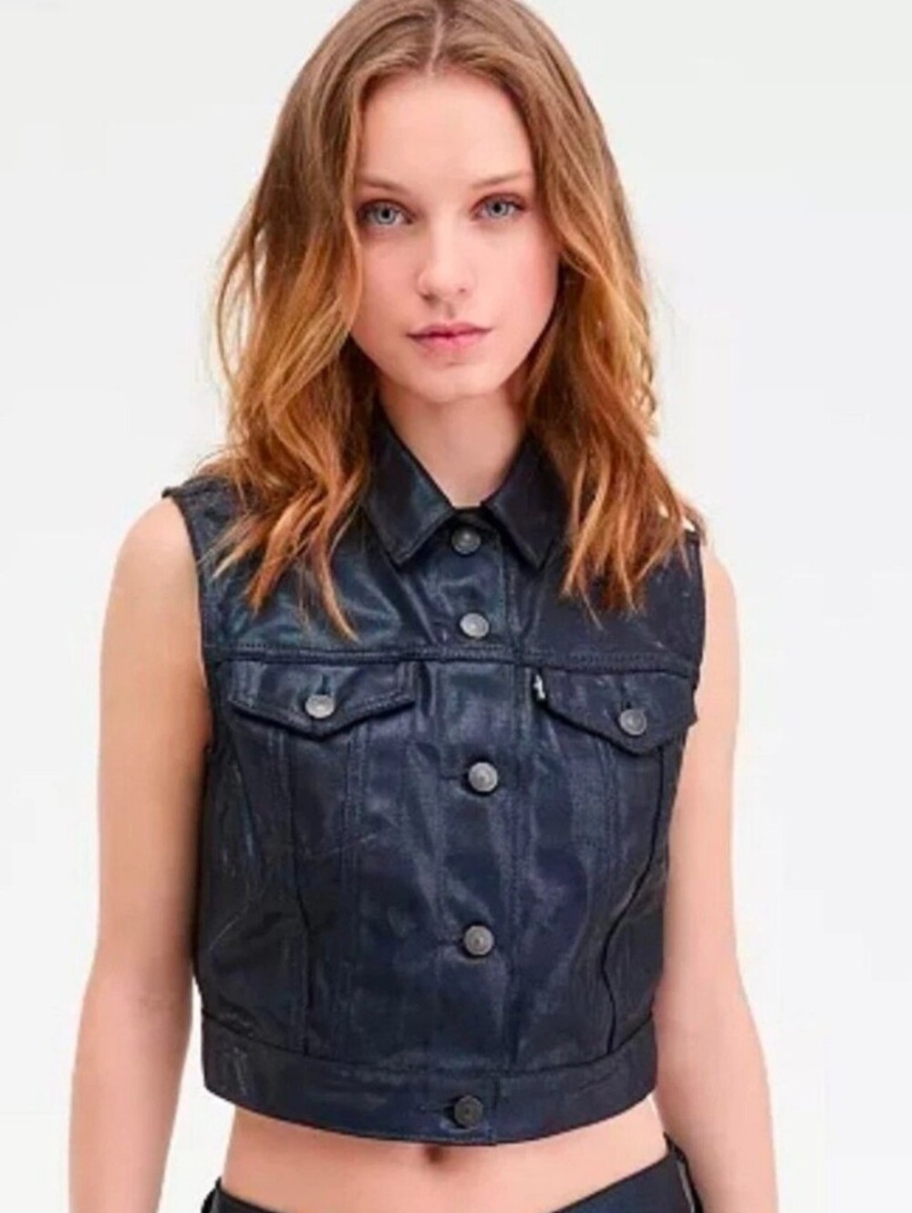 Levi's Luminous Night Multi-Color Coated Denim Trucker Vest NWT